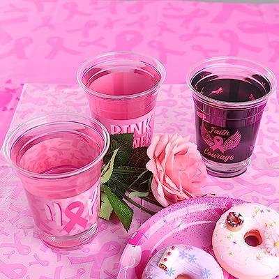 Pink Ribbon Themed Reusable Coffee Cup with Lid, Breast Cancer