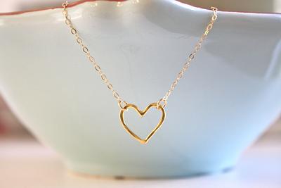 Buy Simple Double Heart Necklace, Dainty Heart Link Necklace