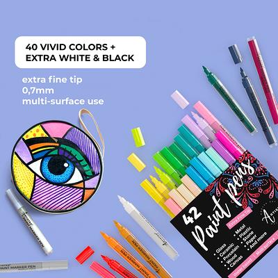 Artistro 42 Extra Fine + 12 Medium Tip Acrylic Paint Marker Pens