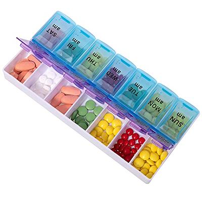 Mossime XL Large Daily Pill Container 2 Times a Day, Extra Jumbo 7 Day Big  Pill Box Am Pm, Weekly Day Night Vitamin Holder, Medicine Organizer