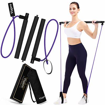 FITI DARE Portable Pilates Bar Kit with Adjustable Resistance Band  (25,30,35lb) | Home Workout Equipment for Women&Men of All Heights |  Fitness Bands