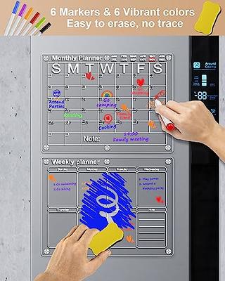 Acrylic Magnetic Dry Erase Board and Calendar for Fridge, Clear Set of 2  Dry Erase Board Calendar for Refrigerator Reusable Planner, Includes 6 Dry  Erase Markers with 3 Colors(16x12Inches) - Yahoo Shopping