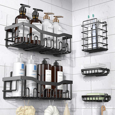 Mainstays 3-Shelf Tension Pole Steel Shower Caddy, Oil-Rubbed Bronze