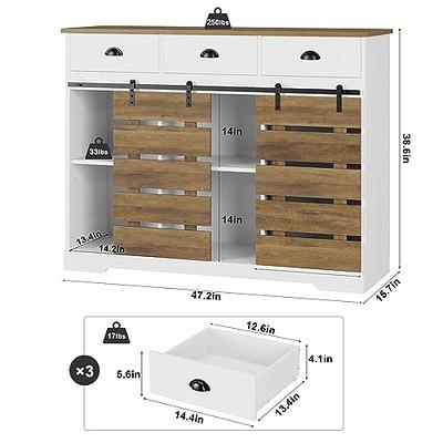HOSTACK Buffet Cabinet with Storage, Modern Sideboard Buffet with Doors,  Wood Coffee Bar Kitchen Storage Cabinet with Drawer and Adjustable Shelf  for