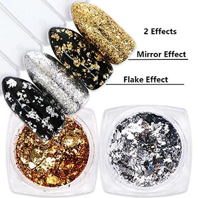 Holographic Nail Foil Glitter Flakes 3D Sparkly Aluminum Foil Flake Sequins  Nail Art Accessories Rose Gold Red Silver Foils Glitter Nail Supplies