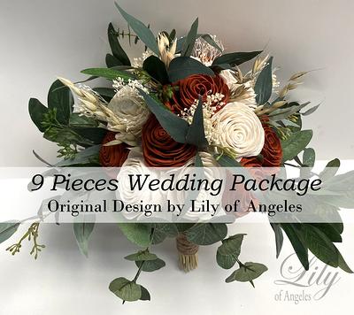 Wood Flower Bridal Bouquet, Rustic Wedding Bouquet, Natural Wooden Bride  Bouquet, Sola Wood Wedding Flowers 