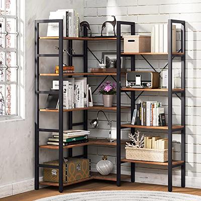 KIVENJAJA Triple Wide 5-Tier Bookshelf, Industrial Display