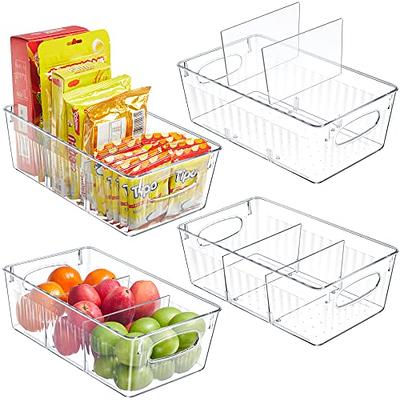 mDesign Stacking Plastic Storage Kitchen Bin with 2 Drawers, 2 Pack, Clear