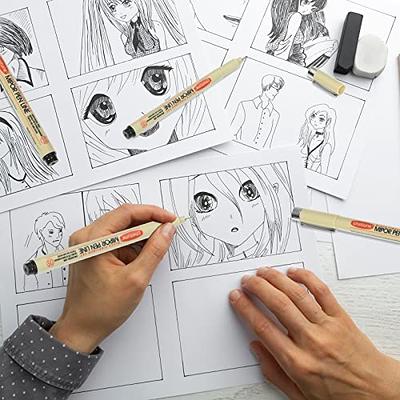 TWOHANDS Art Pens,Fineliner Ink Pens,Set of 12 Technical Drawing  pen,Pigment Pen,Fine Point,Black,Waterproof,for Art  Watercolor,Sketching,Anime,Manga