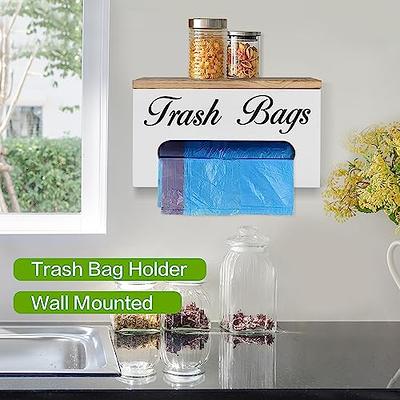 Trash Bag Holder for Kitchen Organizers and Storage, Wooden Farmhouse  Plastic Bag Holder Wall Mounted, Trash Bag Dispenser for Kitchen  Countertop