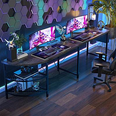 Bestier Small L Shaped Desk with Shelves 47 inch Reversible Corner Computer Desk Writing Gaming Storage Table for Home Office Small Space, Oak