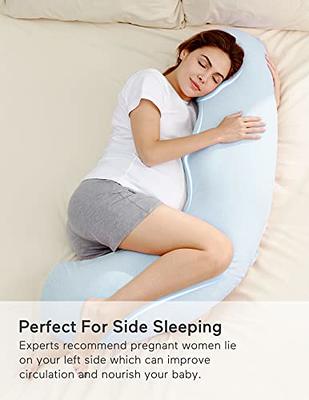 AngQi Full Body Support Pillow with Cool Jersey Cover - U Shaped Pregnancy Pillow - Maternity Body Pillow - Great for Anyone