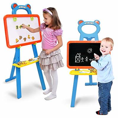 Kraftic Deluxe Standing Art Easel for Kids - Toddler Drawing Chalkboard,  Magnetic Whiteboard, Dry Erase Board, Paper Roll and Accessories