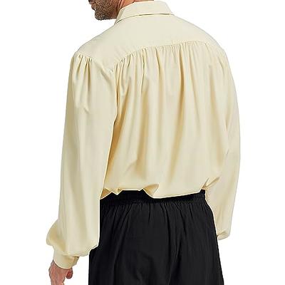 Men Pirate Shirt Medieval Vintage Renaissance Style Oversized Puffy Blouse  Tops Women Gothic Vampire Costume