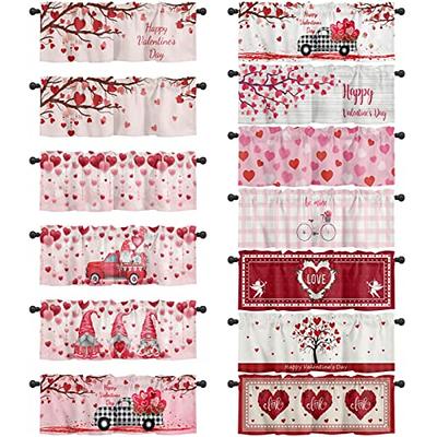  Valentine's Day Gnomes Tie Up Curtain for Window, Love