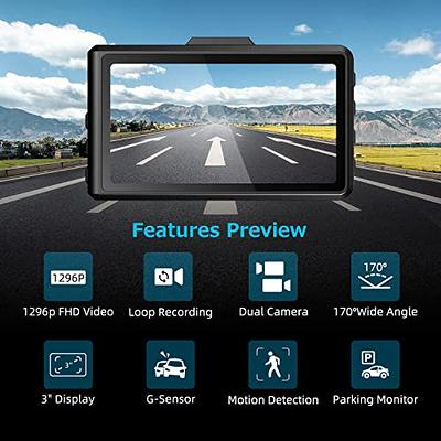Orskey Dash Cam 1080p Full HD Car DVR Dashboard Camera Video Recorder in Car Camera Dashcam for Cars 170 Wide Angle WDR with 3.0 inch LCD Display