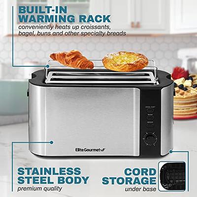 4-Slices Extra Long Slot Toaster w/ Reheat Warming Rack 6 Browning