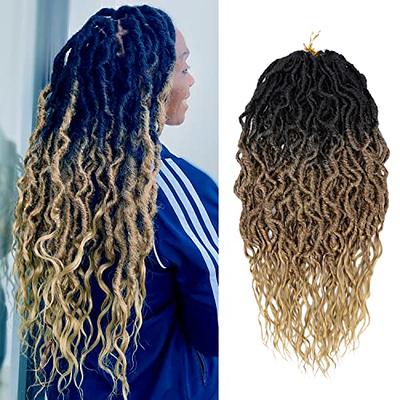 Goddess Locs Crochet Hair 6 Packs 16 Inch Straight Faux Locs Crochet Hair  for Black Women, Crochet Pre-Looped Curly Hair Soft Faux Locs Synthetic