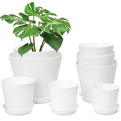 WOUSIWER 16 Pack 6 inch Plastic Planters for Indoor Flower Pots, Heavy Duty  and Stylish 6 Inch Plant Pots for Indoor Plants with Drainage Holes and