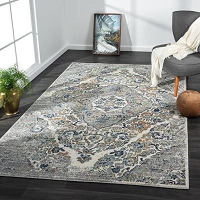 Luxe Weavers Euston Collection D.Blue-L.Blue 4x5 Modern Abstract Area Rug