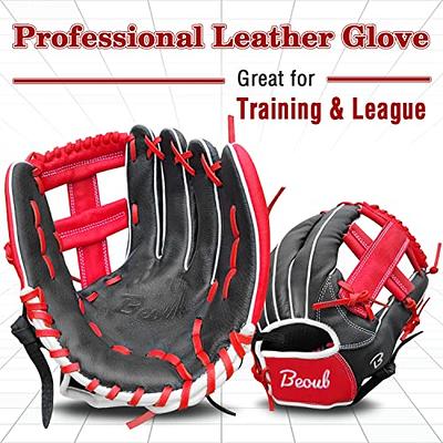 Beoub Softball Baseball Glove Pro Real Leather Youth Adults Mens Women  Outfield Infield Fielding Glove