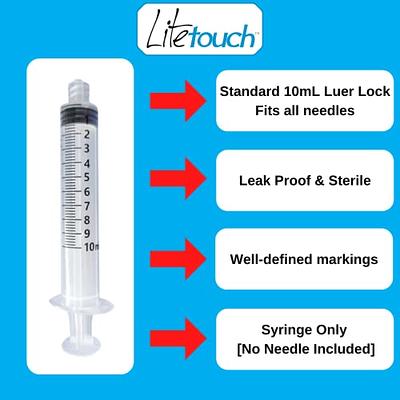 LiteTouch 10mL Luer Lock Syringe, Sterile, Individually Sealed - 100  Syringes per Box (no needle) - Yahoo Shopping