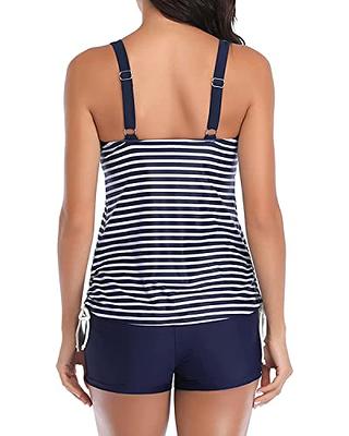Yonique Womens Two Piece Tankini Swimsuits with Shorts Athletic Bathing  Suits Slimming Swimwear Blue Striped L - Yahoo Shopping