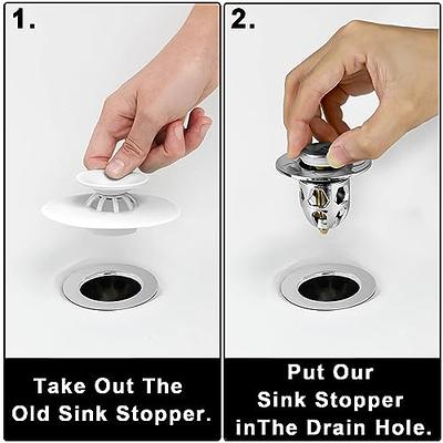 TAIFAM 2Pcs Universal Bathroom Sink Stopper, Basin Pop Up Sink Drain  Strainer for 1.33-1.57 US Standard Drain Holes, Bullet Core Push Type Drain  Hair Catcher Anti Clogging Sink Stopper (Silver) - Yahoo