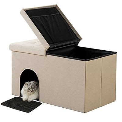 MEEXPAWS Meexpaws Cat Litter Box Enclosure Furniture Hidden , Cat Washroom  Bench Storage Cabinet Extra Large Dog Proof Waterproof Insi