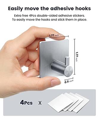 xdgeLoad Towel Hooks for Bathroom, 4 Pack Adhesive Hooks Wall Hooks, Silver  Stick on Hooks Matte Stainless Steel Hooks for Hanging Towel Coat Robe  Clothes Hat Key Cookware - Yahoo Shopping