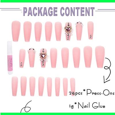 Extra Long Coffin Fake Nails Red White French Press on Nails Matte