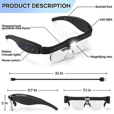 Head Mount Magnifier With LED Jewelers Magnifying Glasses Optical