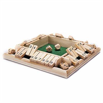 Juegoal Wooden 4 Players Shut The Box Dice Game, Classics Tabletop Version  and Pub Board Game, 12 inch