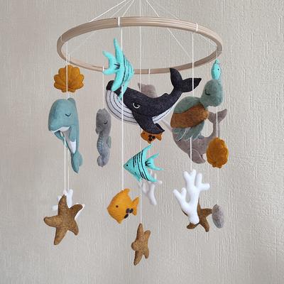 Whale Baby Mobile Nursery, Ocean Nautical Hanging Mobile, Stars Moon Mobile,  Baby Boy Mobile, Under the Sea Mobile Bebe, Baby Shower Gift 