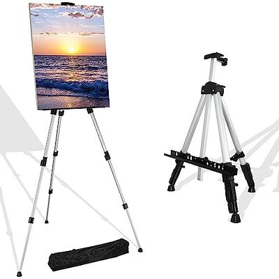 Reinforced Artist Easel Stand, Extra Thick Aluminum Metal Tripod Display  Easel 21 To 66 Adjustable Height with Portable Bag 