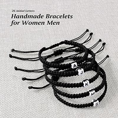 Nymerianoble Initial Bracelets for Women Handmade Braided Black