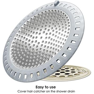 Shower Drain Hair Catcher, Shower Drain Cover/Strainer/ Hair Trap Stopper  Protector Flat for Bathroom, Bathtub, Kitchen (304 Stainless Steel ) Easy  to Install and Clean 