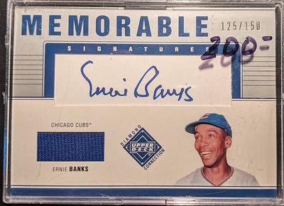 Ernie Banks Auto Memorable Jersey Patch Card Authentic Game Used