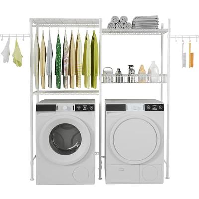 Clothes Over Washer and Dryer Rack Wire Basket Adjustable Shelves