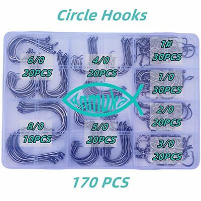 Circle Hooks Fishing Hooks 2X Strong 170PCS/Box220PCS/Box Octopus Catfish  Fish Bulk Fishing Hooks Set Saltwater Freshwater Gear Equipment#1 1/0 2/0  3/0 4/0 5/0 6/0 8/0(BLACK-170PCS) - Yahoo Shopping