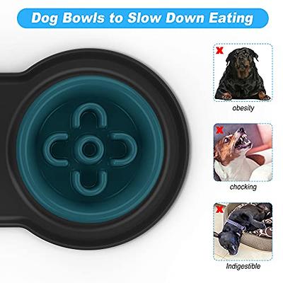 BurgeonNest Slow Feeder Dog Bowls, 27oz Stainless Steel 4-in-1