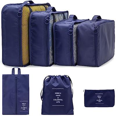 6pcs/set Travel Storage Bag for Clothes Luggage Packing Cube Organizer Suitcase Blue Stars in Navy