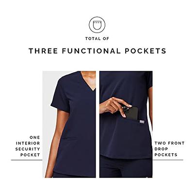 FIGS Medical Scrubs Women's Casma Three-Pocket Scrub top (Black