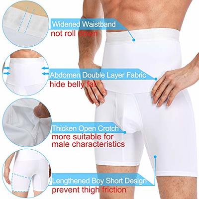 SLIMBELLE Men Tummy Control Shorts High Waist Slimming Body Shaper Girdle Abdomen  Compression Underwear Seamless Boxer Brief White M - Yahoo Shopping