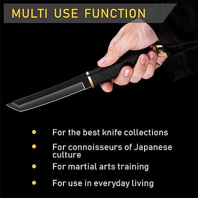 Tactical Knife for Men - 5.9 Black Sharp Blade - Tanto Blade Fixed Knives  - Combat Knife with Paracord