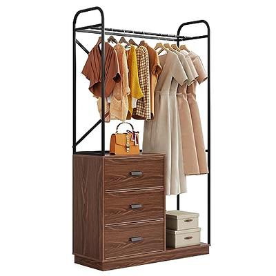 Trinity Rack with 4 Drawers, Freestanding Closet Organizer, Clothes Stand  Dresser with Steel Frame & Wooden Top for Hanging Shirts, Dresses, Jackets