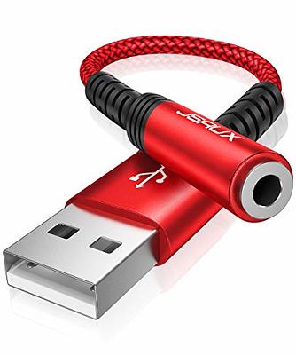 JSAUX USB to 3.5mm Jack Audio Adapter，USB to Audio Jack Adapter Headset，USB- A to 3.5mm TRRS 4-Pole Female, External Stereo Sound Card for Headphone,  Mac, PS4, PC, Laptop, Desktops and More -Grey/0.6FT 