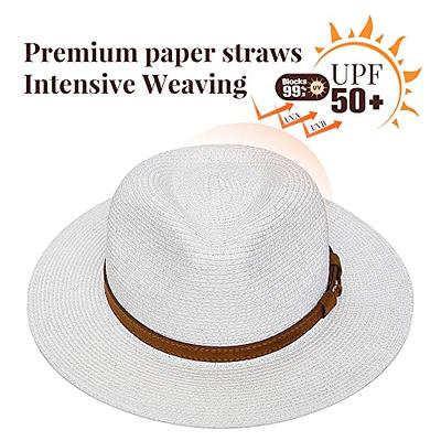 Unisex Wide Brim Straw Panama Hat for Men Foldable Floppy Travel Fedora  Summer Beach Sun Hats for Women UPF 50+