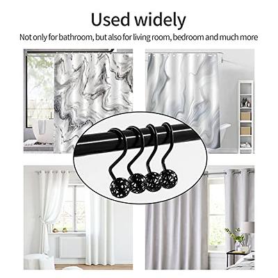 MitoVilla Black Shower Curtain Hooks Rings, Metal Shower Hooks for