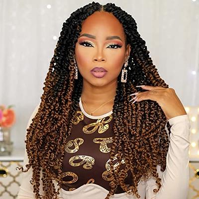 Ombre Box Braid Crochet Hair 24 Inch 6 Packs Medium Size Synthetic  Pre-looped 3 Tone Crochet Braids Hair Extensions for Black Women